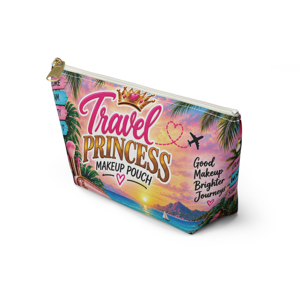 Travel Princess Makeup Pouch — Tropical Sunset Accessory Bag