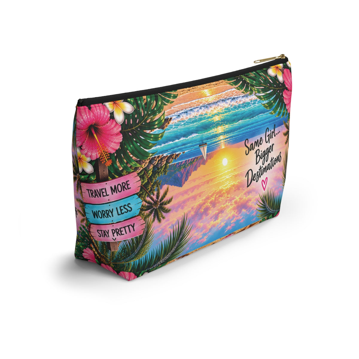 Travel Princess Makeup Pouch — Tropical Sunset Accessory Bag