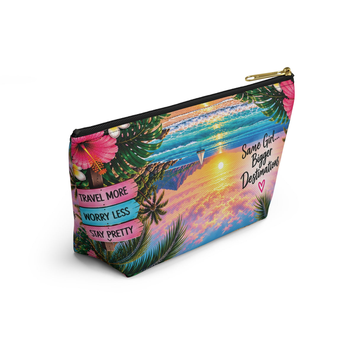 Travel Princess Makeup Pouch — Tropical Sunset Accessory Bag